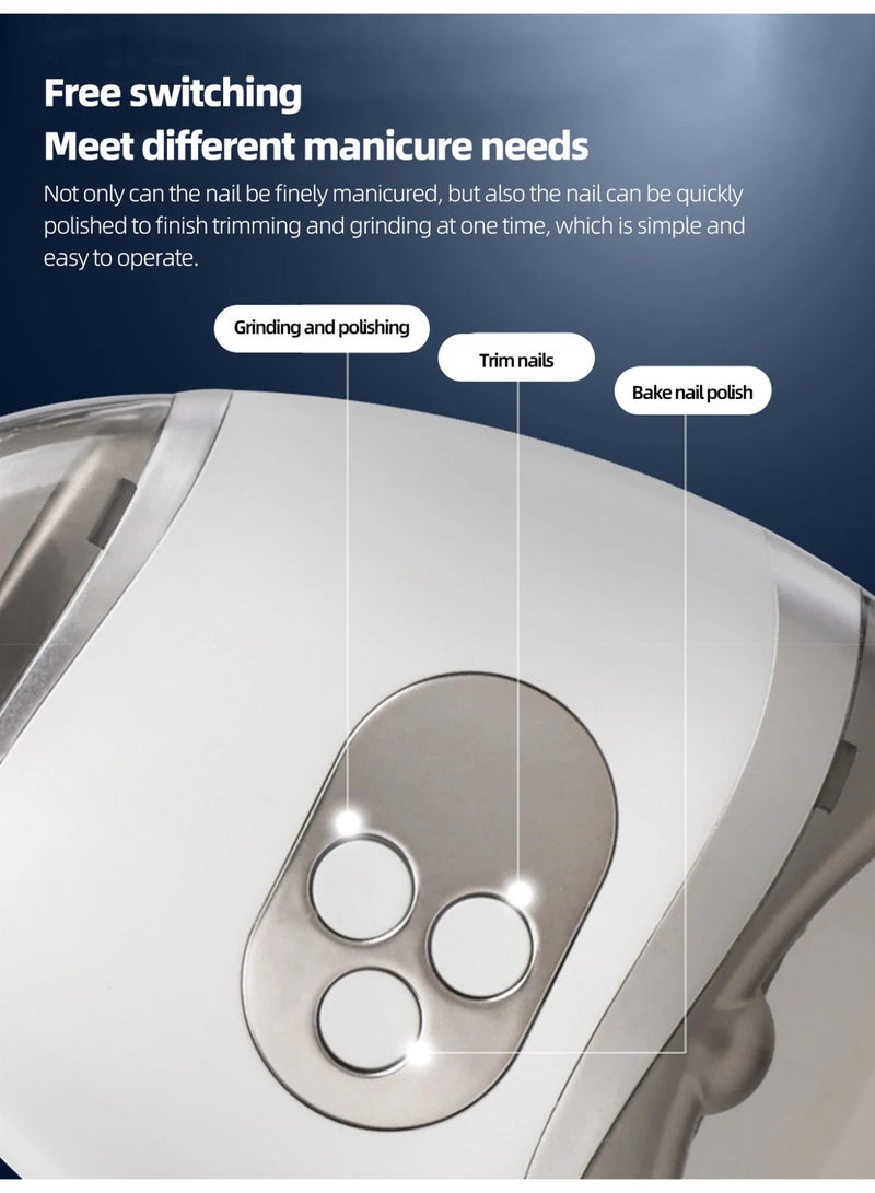 مقص الأظافر الكهربائي الذكي 3 في 1 مع مبرد تلميع وإضاءة LED مدمجة - نظام العناية الآمن للأطفال، الكبار وكبار السن - تقليم احترافي هادئ وقابل للشحن - صالون العناية الشخصية المتكامل - Image 5